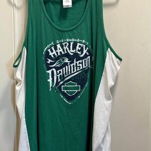 Metro Harley Davidson Cedar Rapids, IA Green & White 1X Women's Tank Top